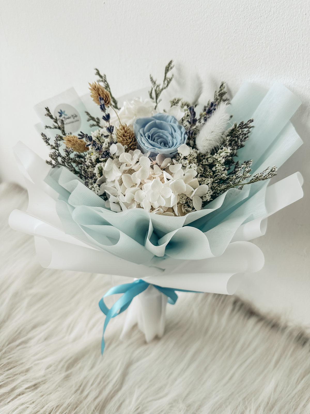 Twin Bundle: 1 stalk preserved rose bouquet